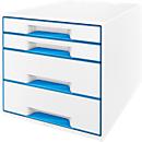 LEITZ® desktop drawers WOW CUBE 5213, 4 drawers, DIN A4, polystyrene, blue