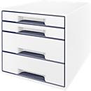 LEITZ® desktop drawers WOW CUBE 5213, 4 drawers, DIN A4, polystyrene, white