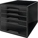 LEITZ® desktop drawers WOW CUBE 5214, 5 drawers, DIN A4, polystyrene, black
