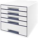 LEITZ® desktop drawers WOW CUBE 5214, 5 drawers, DIN A4, polystyrene, white
