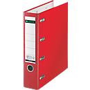 LEITZ® Doppelordner 1012, 2 x A5, Rückenbreite 75 mm, Präzisions-Hebelmechanik, Sichttasche für Rückenschild, Griffloch, Polypropylen, rot, 1 Stück