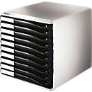 LEITZ® ladebox, 10 schuifladen, A4, polystyreen, lichtgrijs/zwart