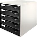 LEITZ® ladebox, 5 schuifladen, A4, polystyreen, lichtgrijs/zwart
