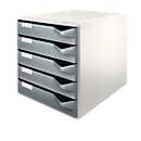 LEITZ® ladebox - polystyreen - 5 schuifladen - voor A4-formaat - lichtgrijs/grijs