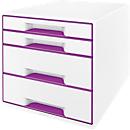 LEITZ® ladebox WOW CUBE 5213, 4 schuifladen, A4, polystyreen, paars