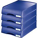 LEITZ® letter tray with drawer Plus, A4, plastic, 4 pcs, blue