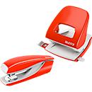 LEITZ® office punch + desktop stapler SET, light red