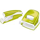 LEITZ® office punch + desktop stapler Wow SET, verde metálico
