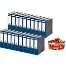 LEITZ® Ordner 1080 + 750 g HARIBO Color-Rado Party-Box, DIN A4, Rückenbreite 80 mm, 20 Stück, blau