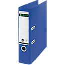 LEITZ® Ordner Recycle, DIN A4, Rückenbreite 80 mm, 180°-Hebelmechanik, Rückenschild & Griffloch, blau
