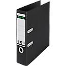 LEITZ® Ordner Recycle, DIN A4, Rückenbreite 80 mm, 180°-Hebelmechanik, Rückenschild & Griffloch, schwarz