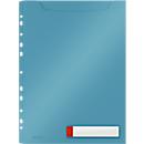 Leitz® Prospekthülle Cosy Privacy Maxi, blickdicht, A4, bis 150 Blatt, Lochrand einklappbar, Schreibschild, 3 Stück, blau