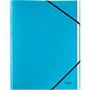 Leitz® Sammelmappe Recycle, A4, 12 Fächer mit Blanko-Taben, Inhaltsverzeichnis, Gummibandverschluss, Karton, blau