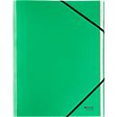 Leitz® Sammelmappe Recycle, A4, 12 Fächer mit Blanko-Taben, Inhaltsverzeichnis, Gummibandverschluss, Karton, grün