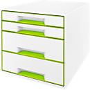LEITZ® Schubladenbox WOW CUBE 5213, 4 Schübe, DIN A4, Polystyrol, grün