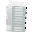 Leitz WOW Register, Kunststoff, schwarz-weiß, DIN A4, Überbreite, 1-12, 12 Taben, transparent