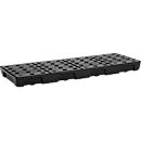 Lekbak voor kleine bakken CEMO 13/5, inhoud 36 l, voor rekafmetingen 1300 x 500 mm, met rooster, met goedkeuring, stapelbaar, polyetheen, zwart