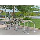 Leunbeugel, 2-zijdig, B 750 x D 50 x H 750 mm, met rubber beklede beugels, gegalvaniseerd, om vast te schroeven