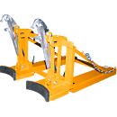 Lève-fûts Bauer RS-II/D 91, pour chariot élévateur, 2 fûts à couvercle de 110 à 200 l, L 1285 x l 940 x H 810 mm, jusqu'à 1600 kg, acier, jaune orangé