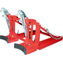 Lève-fûts Bauer RS-II/D 91, pour chariot élévateur, 2 fûts à couvercle de 110 à 200 l, L 1285 x l 940 x H 810 mm, jusqu'à 1600 kg, acier, rouge feu