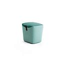 Leyform Hocker, mit schwarzem Ledergriff, B 520 x T 440 x H 515 mm, Wollmischgewebe/Holz, Dunkelgraublau/Hellgraublau