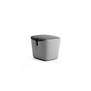 Leyform Hocker, schwarzer Ledergriff, Sitzmaße B 520 x T 440 x H 440 mm, 2-farbiger Stoffbezug und Mehrschichtholz, dunkelgrau/hellgrau