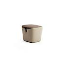 Leyform Hocker, schwarzer Ledergriff, Sitzmaße B 520 x T 440 x H 440 mm, 2-farbiger Stoffbezug und Mehrschichtholz, dunkelrost/hellbraun