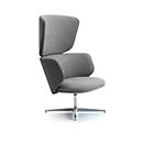 Leyform Loungesessel Alise Hoch, drehbar, B 840 x T 840 x H 1215 mm, Wollmischgewebe/Aluminium, dunkelgrau/chromsilber