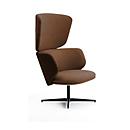 Leyform Loungesessel Alise Hoch, drehbar, B 840 x T 840 x H 1215 mm, Wollmischgewebe/Aluminium, dunkelrost/schwarz