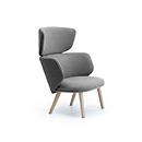 Leyform Loungesessel Alise Mittelhoch, B 840 x T 710 x H 1060 mm, Wollmischgewebe/Holz, dunkelgrau/Esche Natur