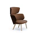 Leyform Loungesessel Alise Mittelhoch, B 840 x T 710 x H 1060 mm, Wollmischgewebe/Holz, dunkelrost/Esche Natur
