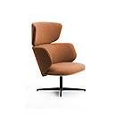 Leyform Loungesessel Alise Mittelhoch, drehbar, B 840 x T 840 x H 1045 mm, Wollmischgewebe/Aluminium, dunkelorange/schwarz