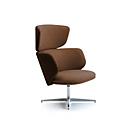 Leyform Loungesessel Alise Mittelhoch, drehbar, B 840 x T 840 x H 1045 mm, Wollmischgewebe/Aluminium, dunkelrost/chromsilber