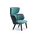 Leyform Loungesessel Alise Mittelhoch mit Schreibplatte, B 840 x T 710 x H 1060 mm, Wollmischgewebe/Holz, dunkelpetrol/schwarz