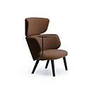 Leyform Loungesessel Alise Mittelhoch mit Schreibplatte, B 840 x T 710 x H 1060 mm, Wollmischgewebe/Holz, dunkelrost/schwarz