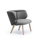 Leyform Loungesessel Alise Niedrig mit Schreibplatte, B 840 x T 710 x H 710 mm, Wollmischgewebe/Holz, dunkelgrau/Esche Natur