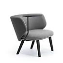 Leyform Loungesessel Alise Niedrig mit Schreibplatte, B 840 x T 710 x H 710 mm, Wollmischgewebe/Holz, dunkelgrau/schwarz