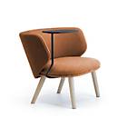 Leyform Loungesessel Alise Niedrig mit Schreibplatte, B 840 x T 710 x H 710 mm, Wollmischgewebe/Holz, dunkelorange/Esche Natur