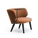 Leyform Loungesessel Alise Niedrig mit Schreibplatte, B 840 x T 710 x H 710 mm, Wollmischgewebe/Holz, dunkelorange/schwarz