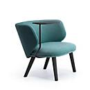 Leyform Loungesessel Alise Niedrig mit Schreibplatte, B 840 x T 710 x H 710 mm, Wollmischgewebe/Holz, dunkelpetrol/schwarz