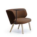Leyform Loungesessel Alise Niedrig mit Schreibplatte, B 840 x T 710 x H 710 mm, Wollmischgewebe/Holz, dunkelrost/Esche Natur