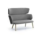 Leyform Loungesofa Alise 2-Sitzer Mittelhoch, B 1410 x T 710 x H 1060 mm, Wollmischgewebe/Holz, dunkelgrau/Esche Natur