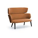 Leyform Loungesofa Alise 2-Sitzer Mittelhoch, B 1410 x T 710 x H 1060 mm, Wollmischgewebe/Holz, dunkelorange/schwarz