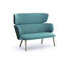 Leyform Loungesofa Alise 2-Sitzer Mittelhoch, B 1410 x T 710 x H 1060 mm, Wollmischgewebe/Holz, dunkelpetrol/Esche Natur