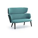 Leyform Loungesofa Alise 2-Sitzer Mittelhoch, B 1410 x T 710 x H 1060 mm, Wollmischgewebe/Holz, dunkelpetrol/schwarz