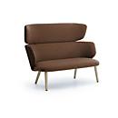 Leyform Loungesofa Alise 2-Sitzer Mittelhoch, B 1410 x T 710 x H 1060 mm, Wollmischgewebe/Holz, dunkelrost/Esche Natur