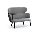 Leyform Loungesofa Alise 2-Sitzer Mittelhoch mit Schreibplatte, B 1410 x T 710 x H 1060 mm, dunkelgrau/schwarz