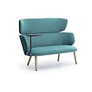 Leyform Loungesofa Alise 2-Sitzer Mittelhoch mit Schreibplatte, B 1410 x T 710 x H 1060 mm, dunkelpetrol/Esche Natur