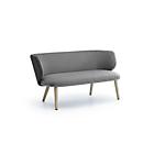 Leyform Loungesofa Alise 2-Sitzer Niedrig, B 1410 x T 710 x H 710 mm, Wollmischgewebe/Holz, dunkelgrau/Esche Natur