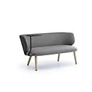 Leyform Loungesofa Alise 2-Sitzer Niedrig mit Schreibplatte, B 1410 x T 710 x H 710 mm, Wollmischgewebe/Holz, dunkelgrau/Esche Natur
